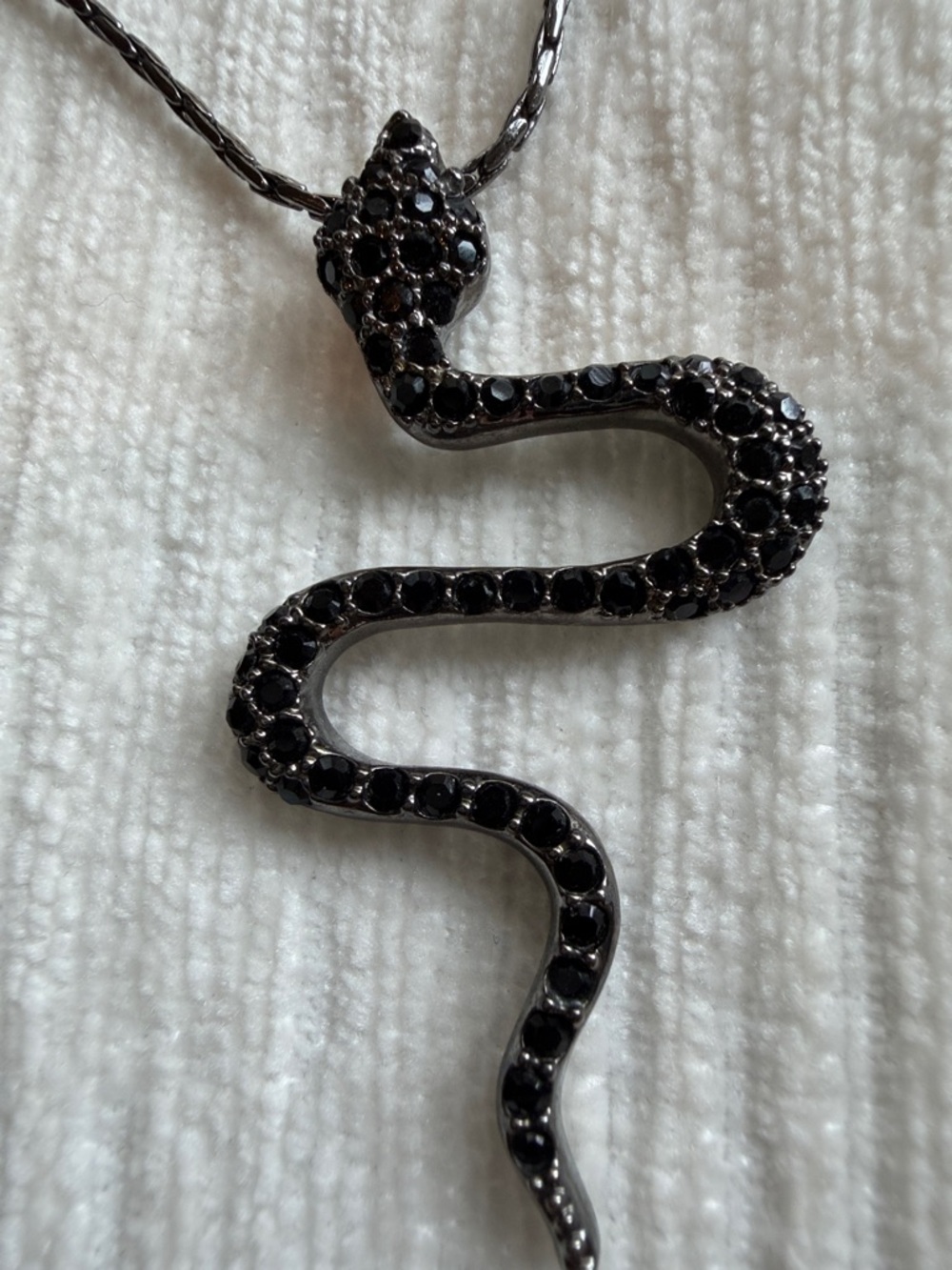 Vintage-Black Snake Pendant Necklace - Sparkling Accent- Gold Digger.